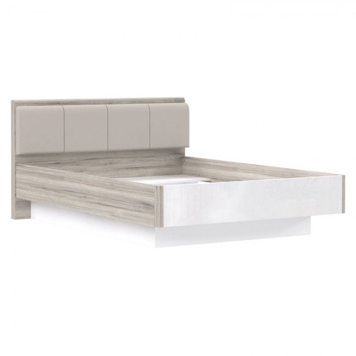 Ліжко RONDINO 140 x 200 см Forte RDNL 242 дуб пісочний / білий глянець